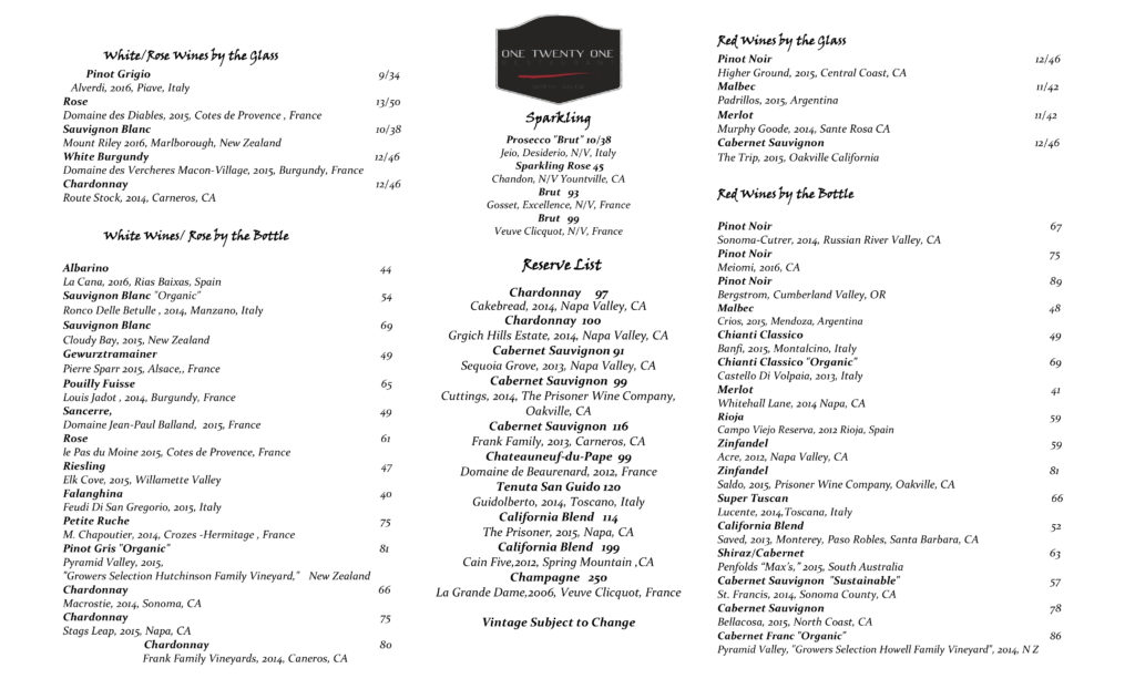 wine menu